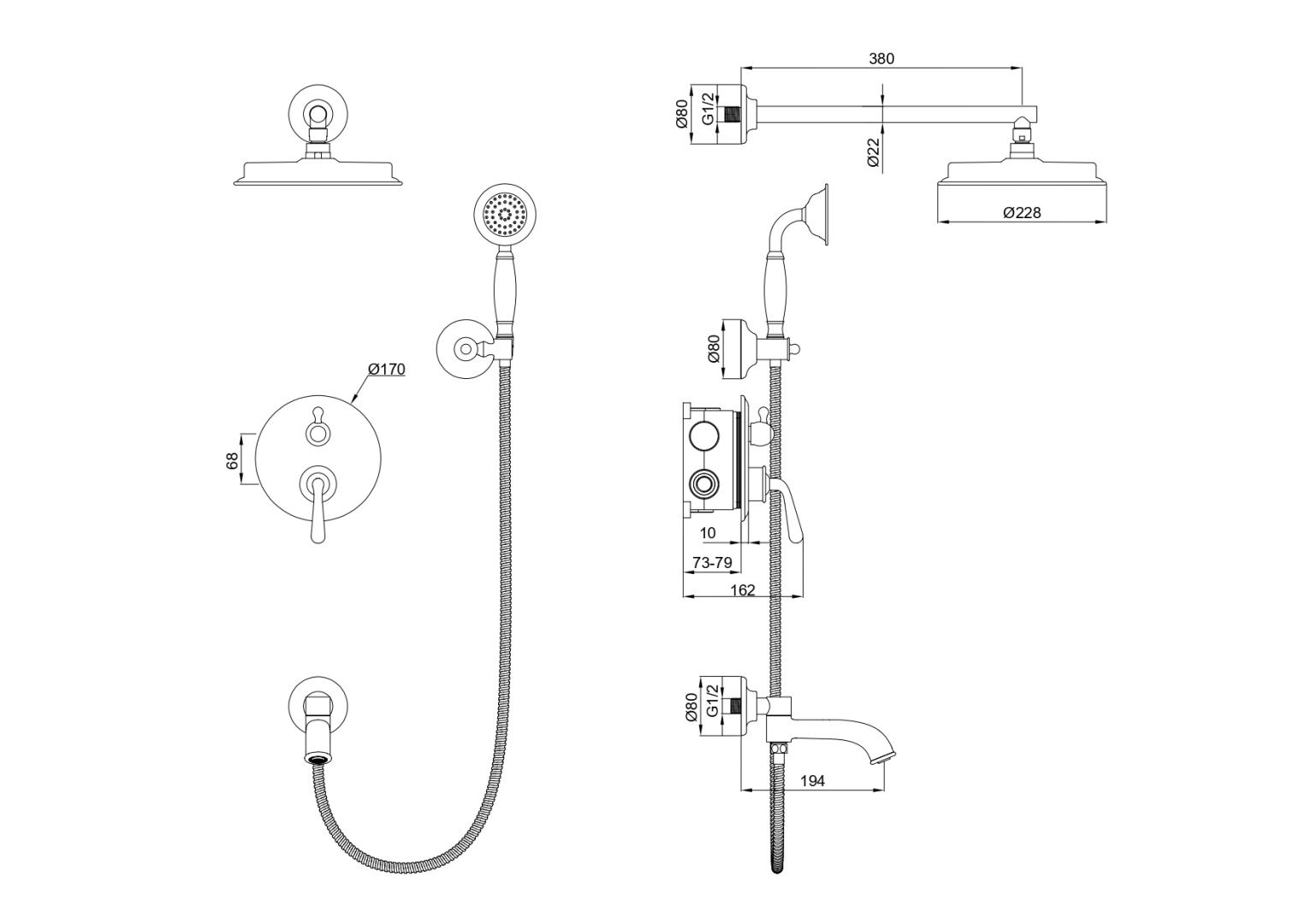 Приобрести душевая система встраиваемая wonzon & woghand steam, темный графит (ww-88939008-bgm)