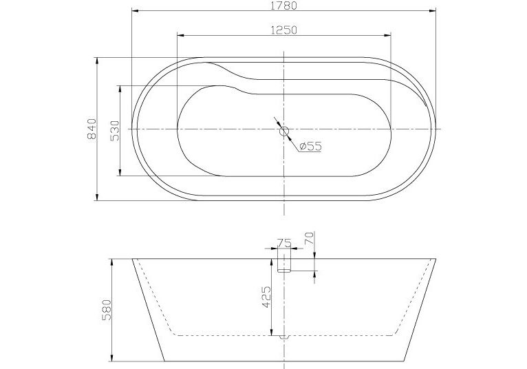 Приобрести ванна акриловая отдельностоящая belbagno 180х85 см, bb14