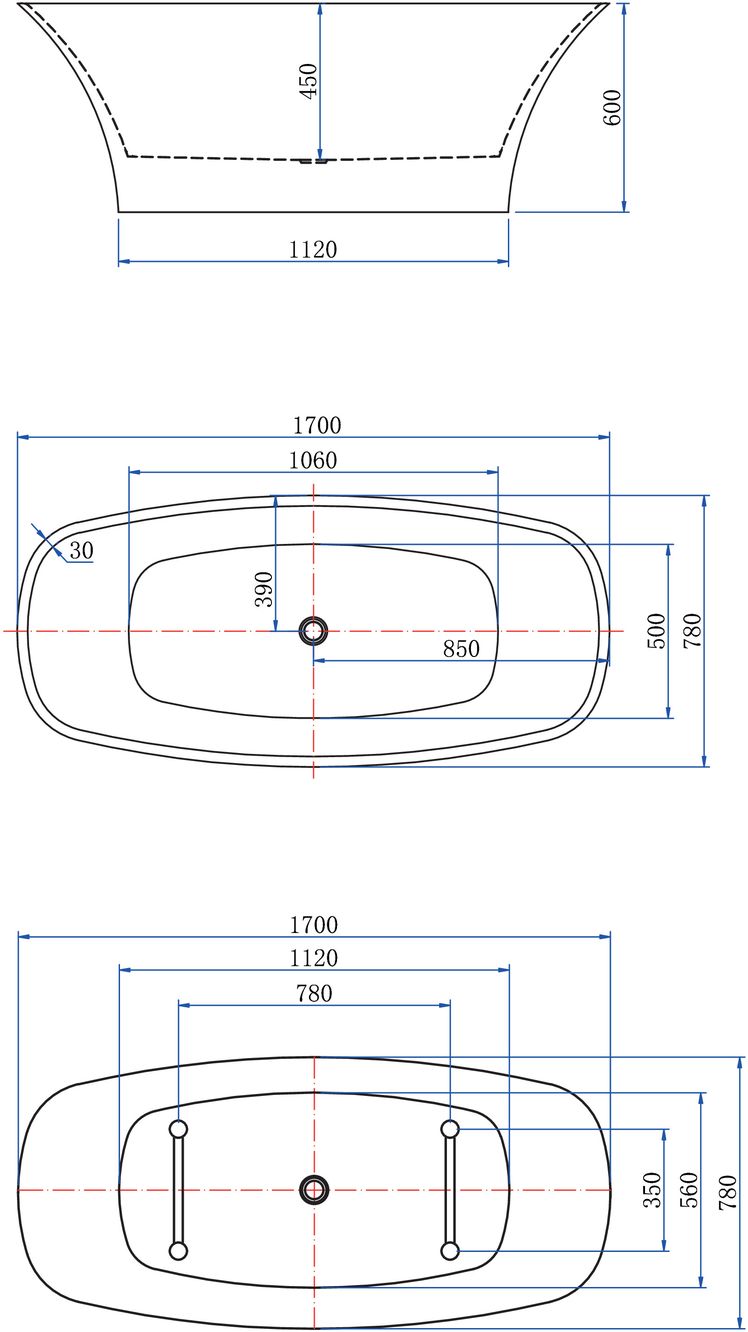 Приобрести aquanet акриловая ванна family smart 170x78 см, 88778 matt finish