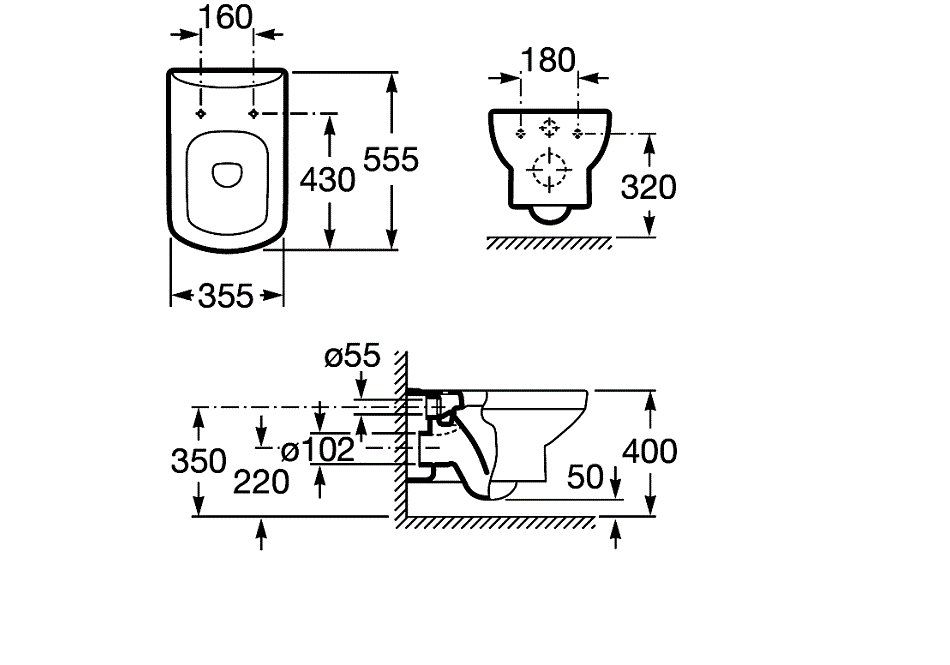 Приобрести подвесной унитаз roca dama senso 555 мм 7.3465.1.700.0 