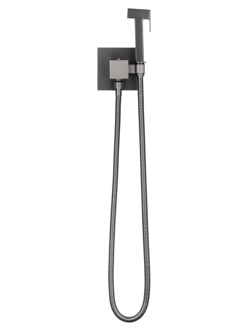Приобрести смеситель с гигиеническим душем и термостатом встраиваемый wonzon & woghand, темный графит (ww-88829910-bgm)