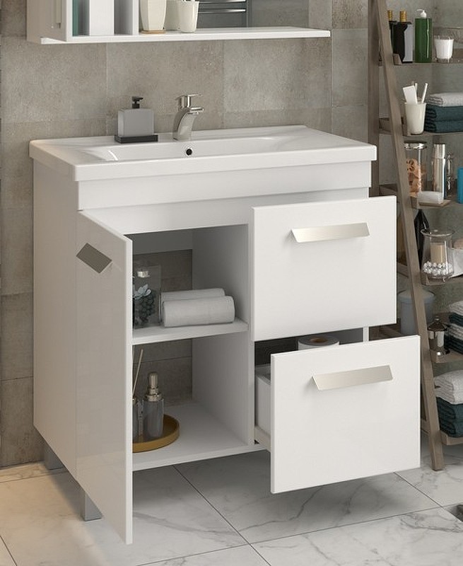 Приобрести vigo тумба с раковиной nova 70см, 1 дверца, 2 ящика, напольная, белая tn.nov.mir.70.1d.2y