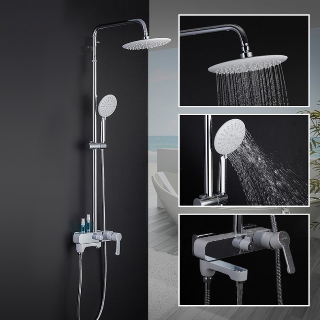 Приобрести gappo душевая система g2402-8 с изливом, белый/хром 99765