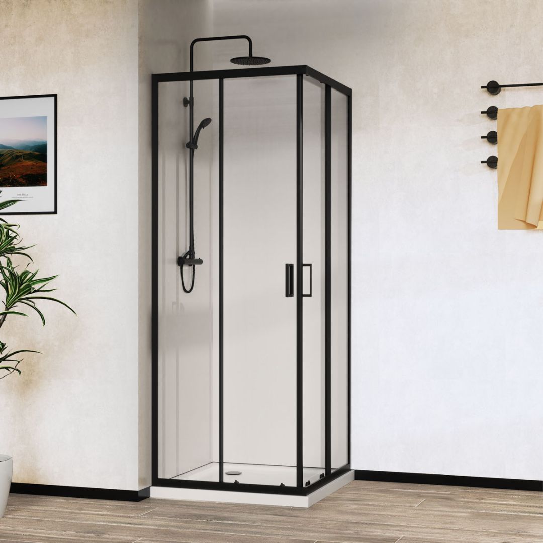 Приобрести vincea душевое ограждение city 90х100 см, прозрачное, черное, vss-5ct9010clb