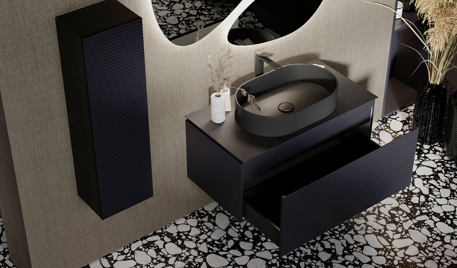 Приобрести jorno тумба подвесная stone 100 см со столешницей, антрацит