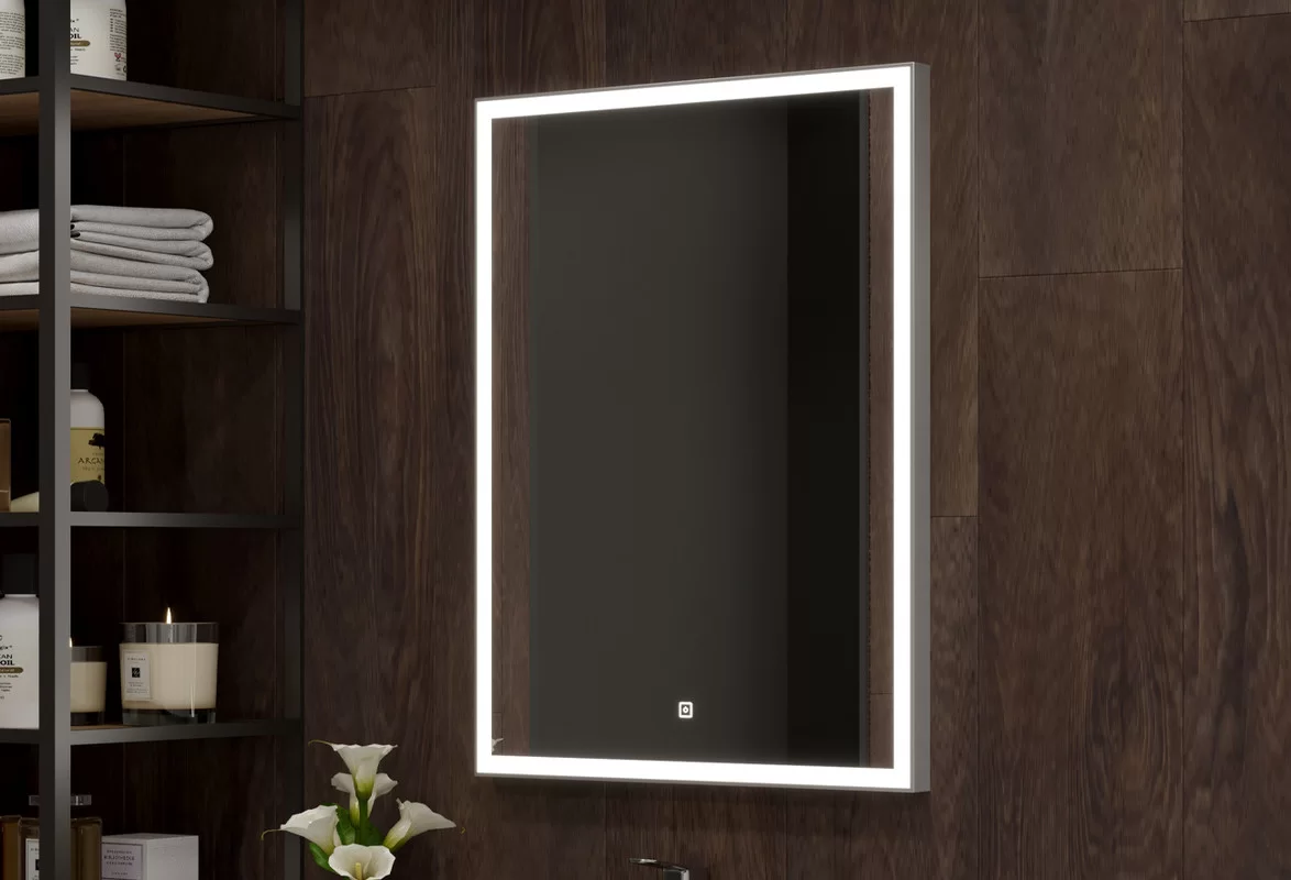 Приобрести continent зеркало с подсветкой frame silver 60х80 см, серое