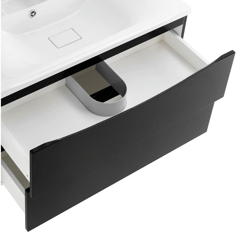 Приобрести тумба подвесная с раковиной belbagno marino-800-2c-so-nl-p 80 см, nero lucido