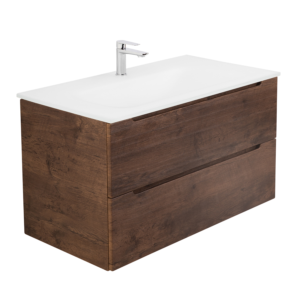 Приобрести belbagno тумба с раковиной etna 90 см, подвесная rovere moro, стеклянная раковина