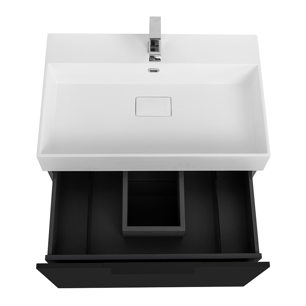 Приобрести cezares тумба подвесная с раковиной premium 70 см nero opaco, черная 55397