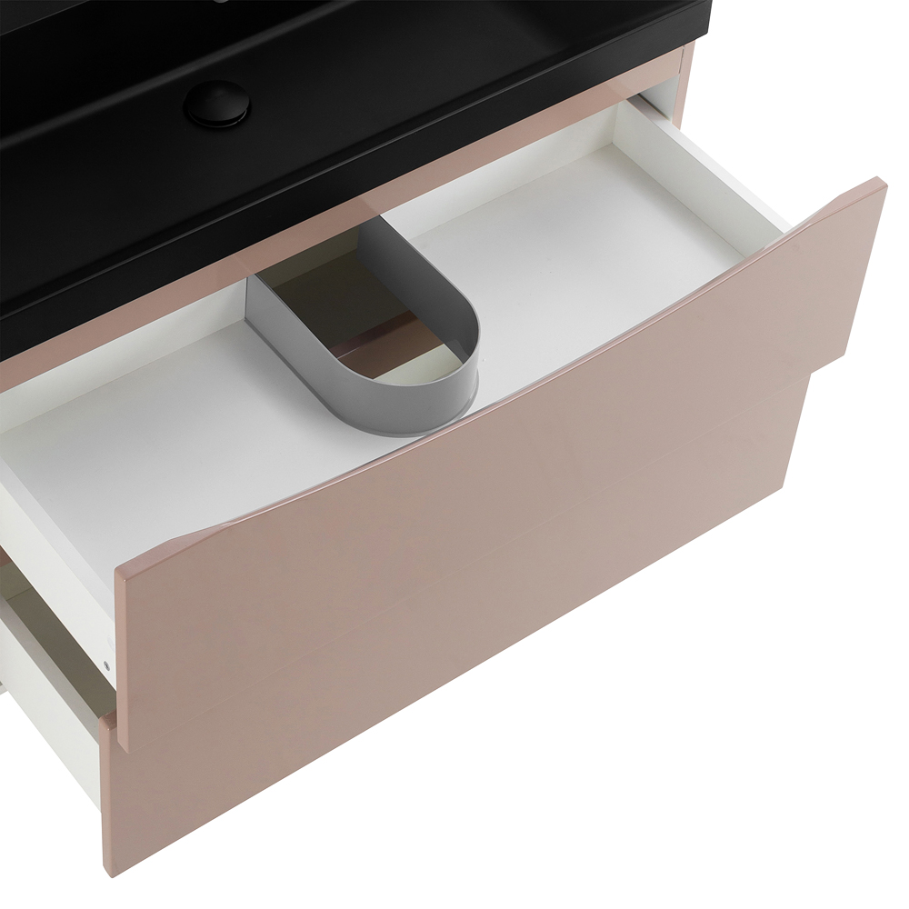 Приобрести belbagno тумба с раковиной marino 90 см, подвесная cappuccino lucido, чёрная раковина