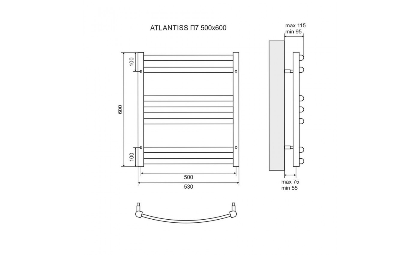 Приобрести lemark полотенцесушитель atlantiss п7 500x600 мм водяной, хром lm32607r