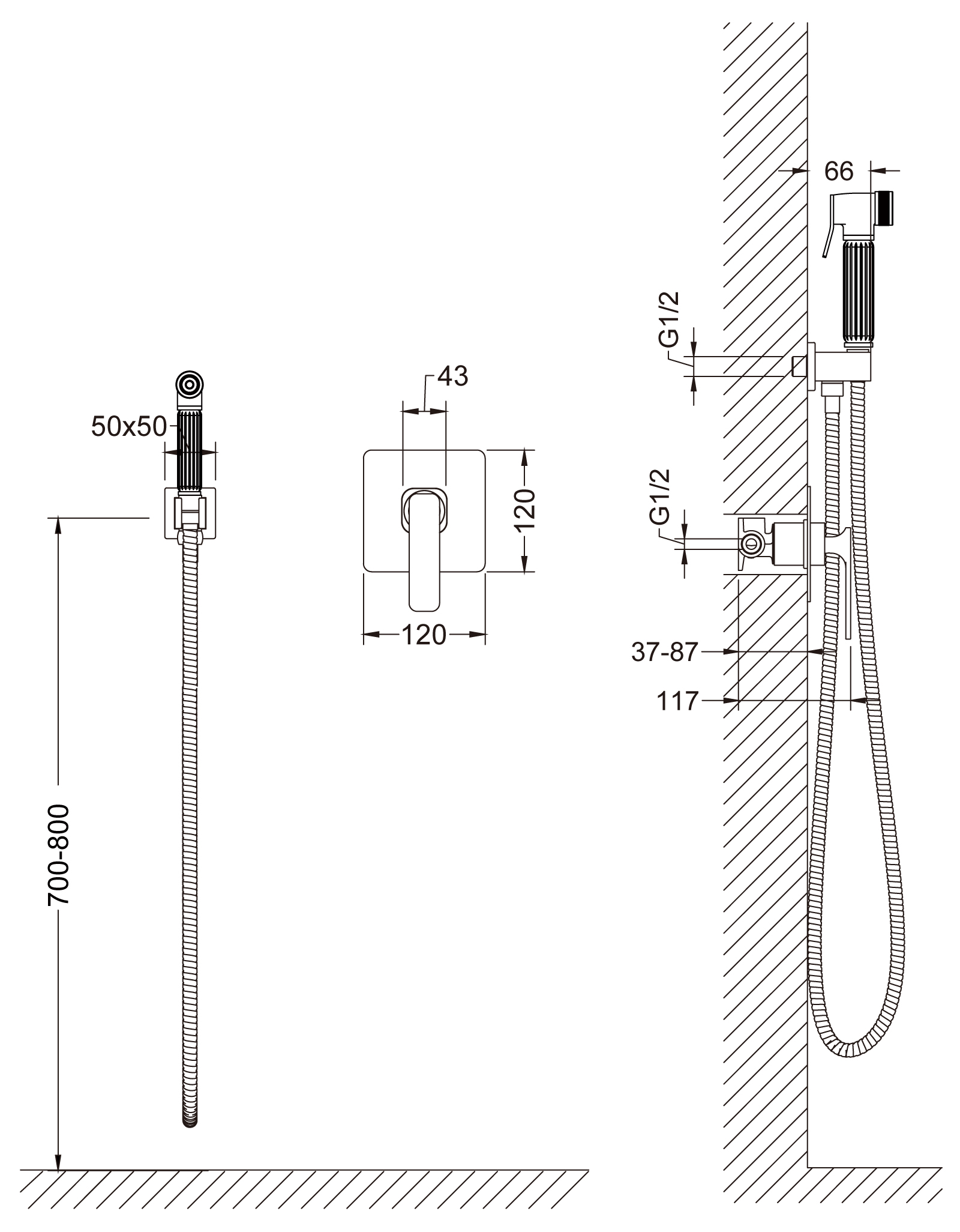 Приобрести смеситель встроенный с гигиеническим душем timo torne 4389/03sm черный
