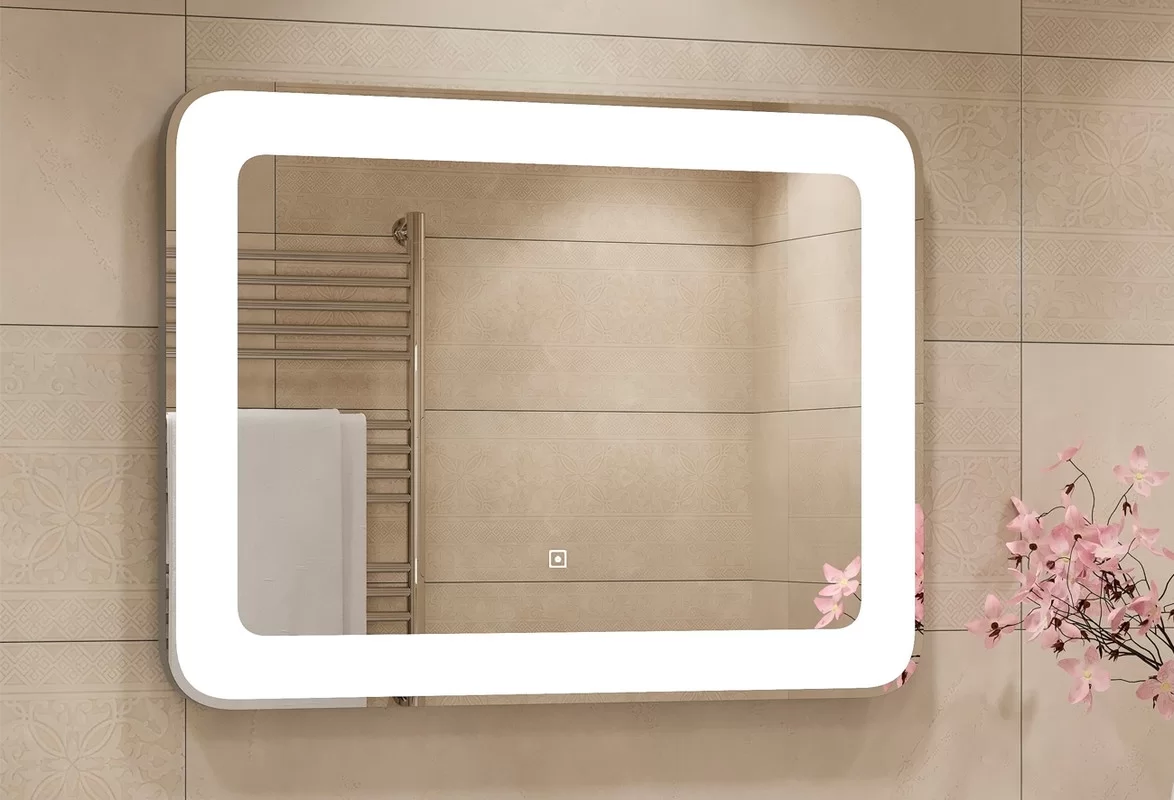 Приобрести continent зеркало с подсветкой velvette 80х60 см, белое