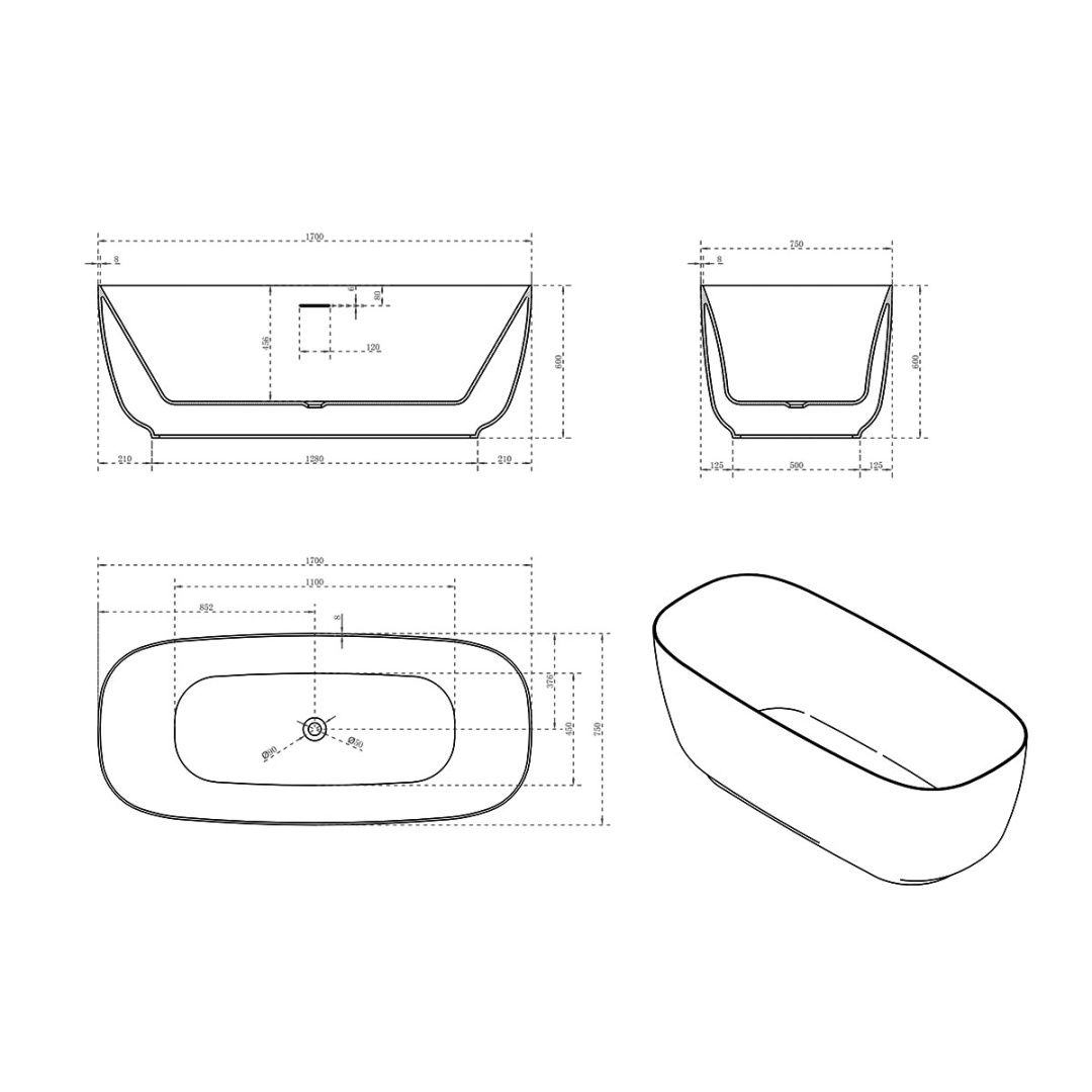 Приобрести vincea отдельностоящая ванна 170х75 см, белая vbt-631