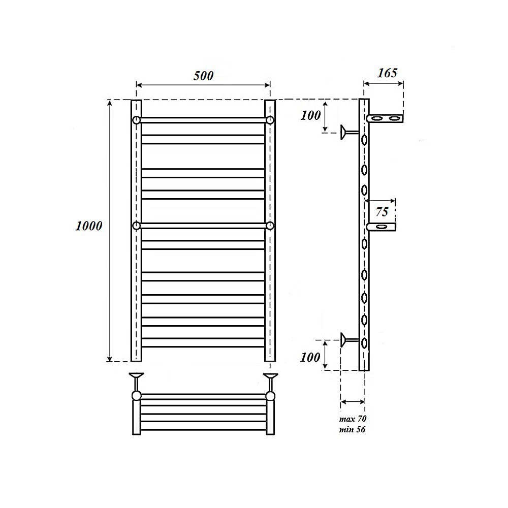 Приобрести полотенцесушитель электрический point 500х1000 артемида с двумя полками п8, хром pn14150pe