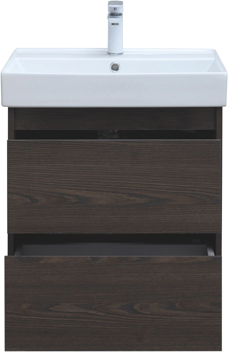 Приобрести aquanet тумба с раковиной nova lite 60 см, дуб черный (2 ящика)