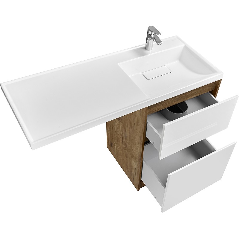 Приобрести тумба напольная с раковиной-столешницей акватон лондри 120 r/l, дуб рустикальный