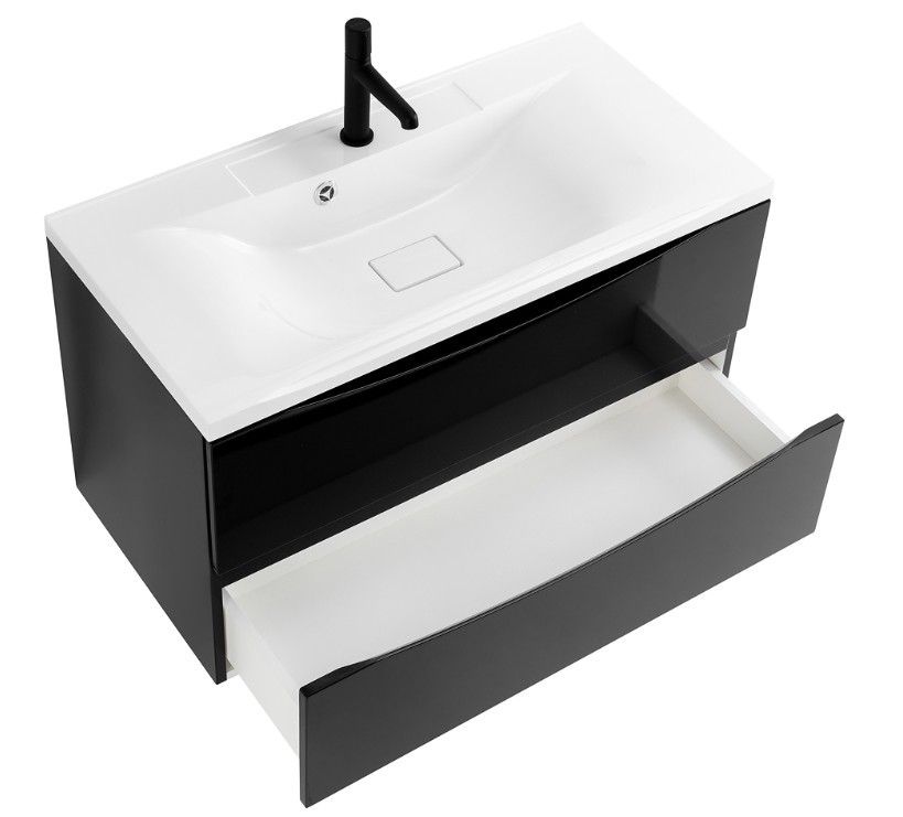Приобрести тумба подвесная с раковиной belbagno marino-800-2c-so-nl-p 80 см, nero lucido
