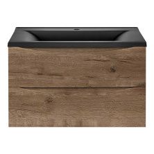 Vincea Тумба подвесная Mia 75 см, дуб винтаж с черной матовой раковиной VMC-2MA750VO;VCB-3M750B