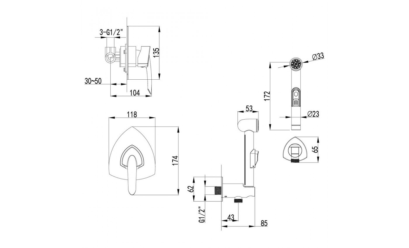 Приобрести lemark смеситель mars с гигиеническим душем, скрытый монтаж, хром lm3519c