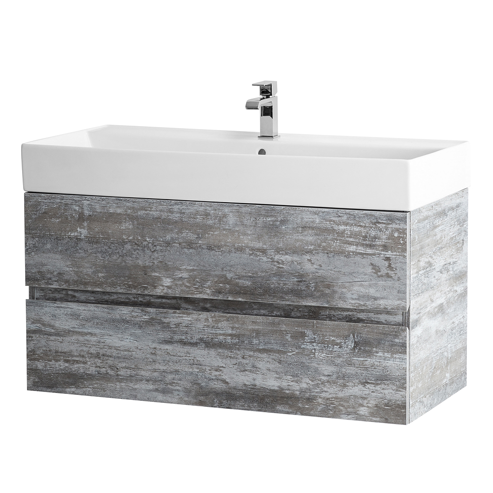 Приобрести cezares тумба подвесная с раковиной molveno 46 100 см legno grigio, серая molveno 46-100-2c-so-lg