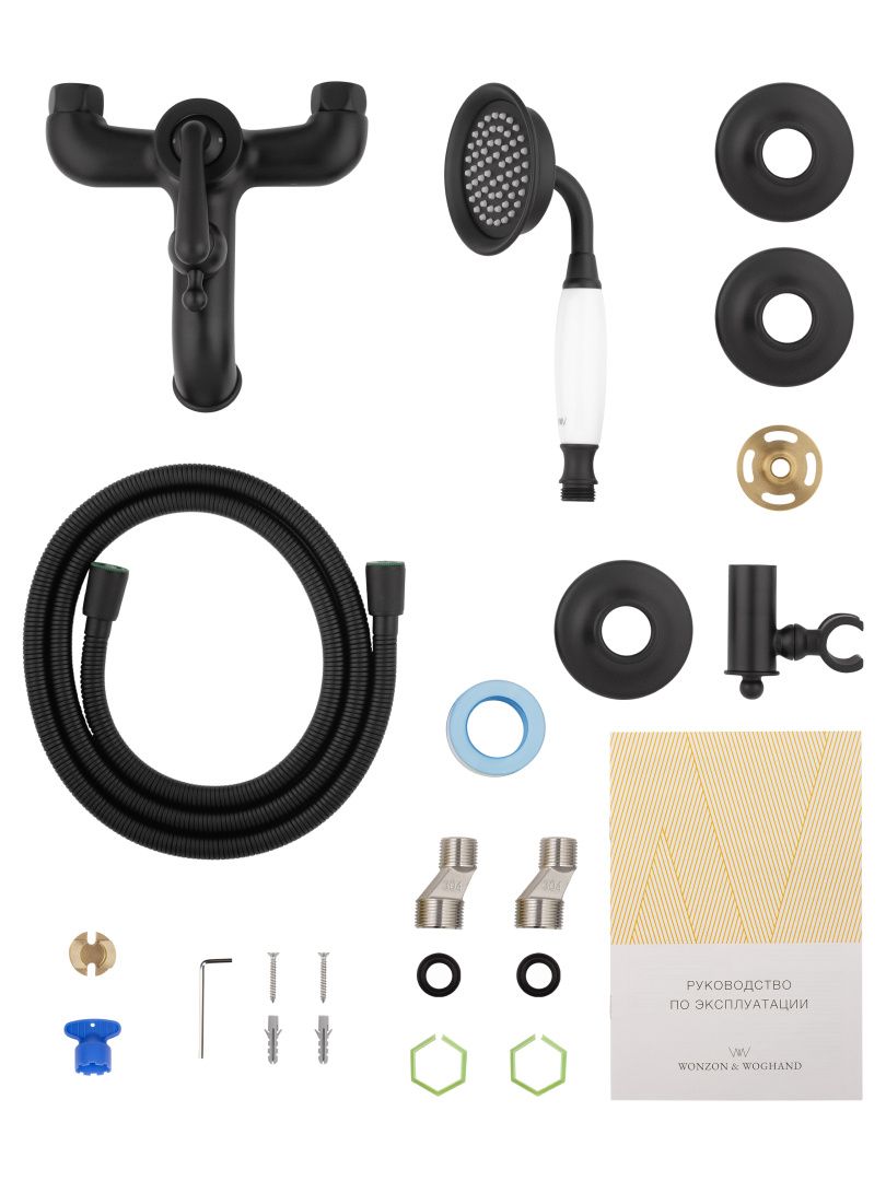 Приобрести смеситель для ванны с душем wonzon & woghand steam, черный матовый (ww-88639008-mb)