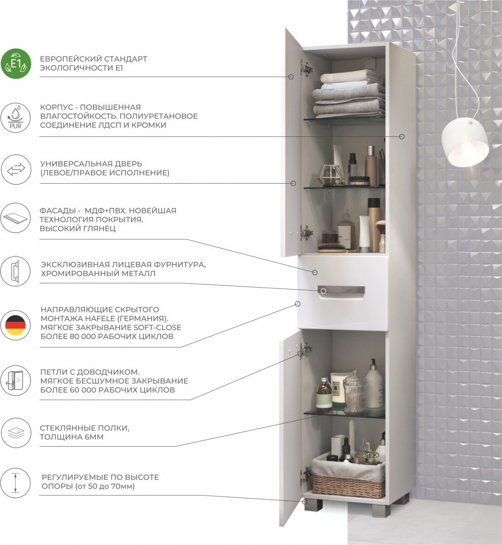 Приобрести vigo пенал plaza, напольный, 40см, белый pn.pla.40