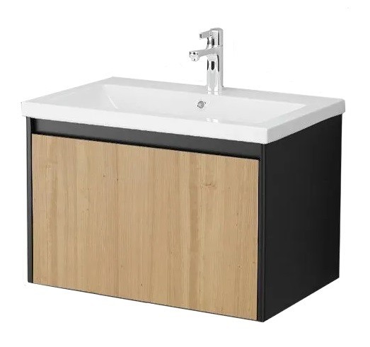 Приобрести тумба подвесная с раковиной velvex klaufs 60 см черный/дерево