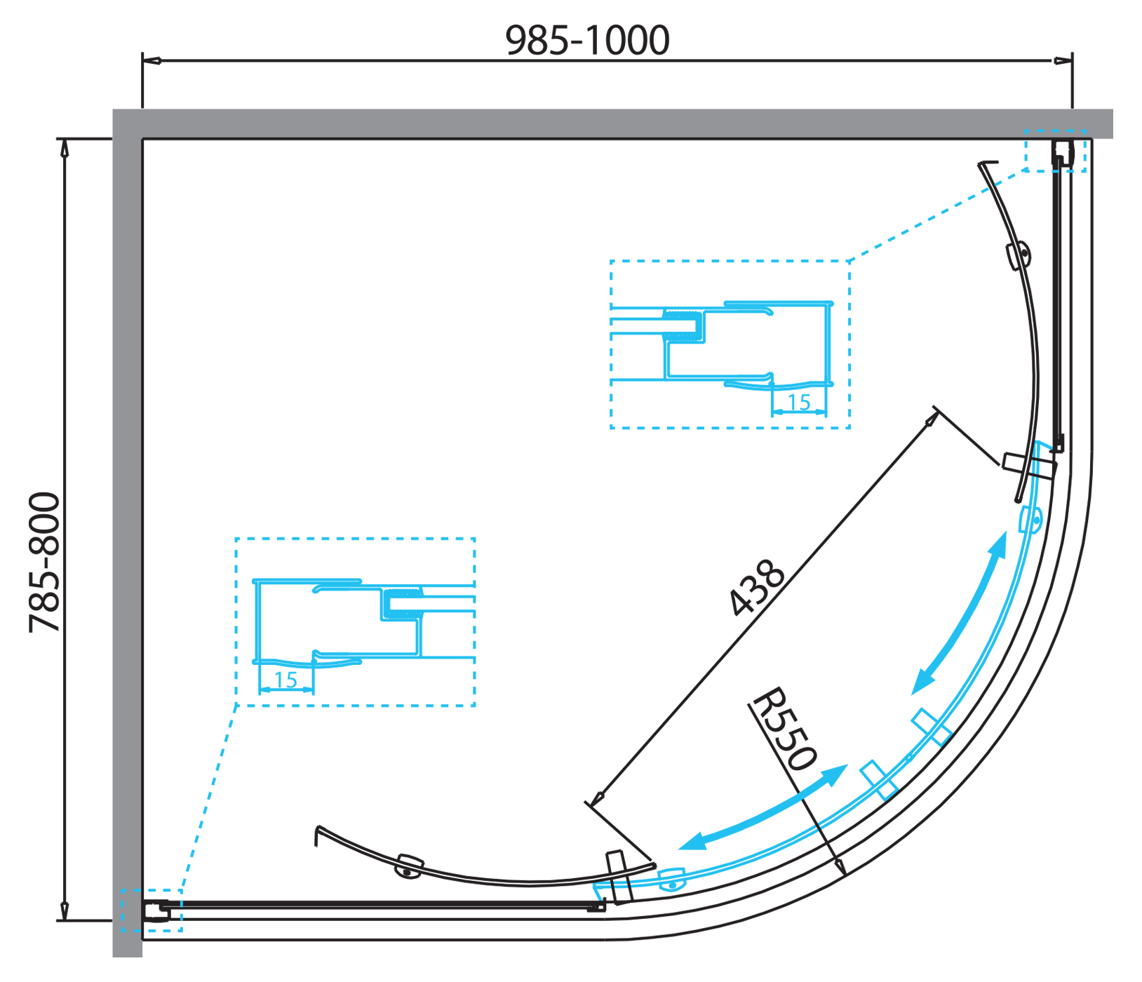 Приобрести belbagno душевое ограждение 80х100 см due-rh-2-100/80-c-cr
