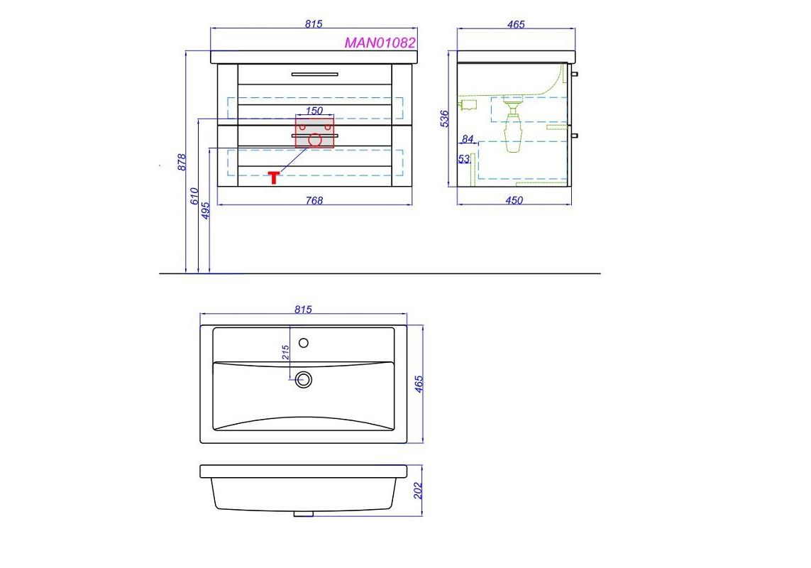 Приобрести тумба подвесная с раковиной aqwella манчестер 80 см man01082