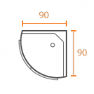 Душевое ограждение 90х90 см, полукруглое