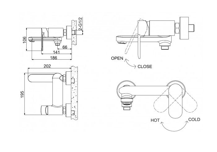 Приобрести смеситель для ванны bravat opal f6125183cp-01-rus
