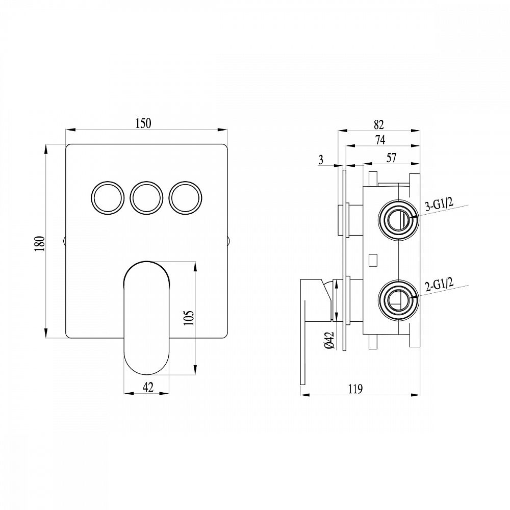 Приобрести raglo встраиваемый смеситель для душа, кнопочное управление, золото матовое r50.273.03