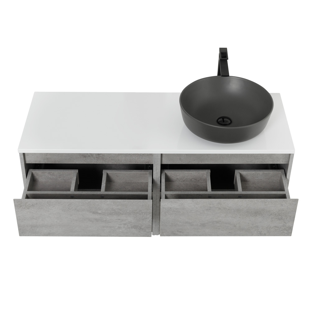 Приобрести belbagno тумба со столешницей kraft 120 см, подвесная cemento grigio, раковина справа