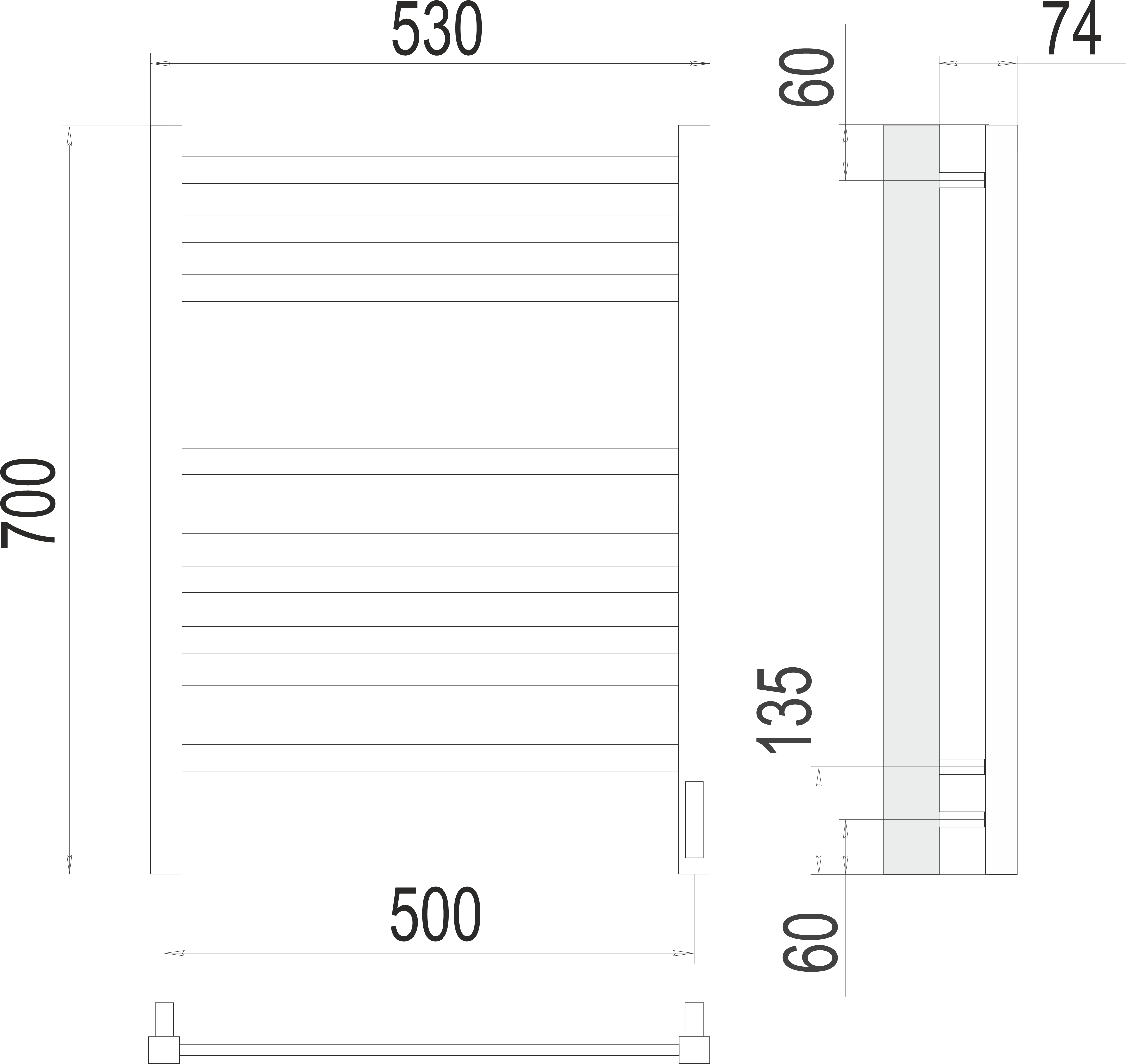Приобрести полотенцесушитель 500х700 мм электрический terminus ното п9 4670078526960
