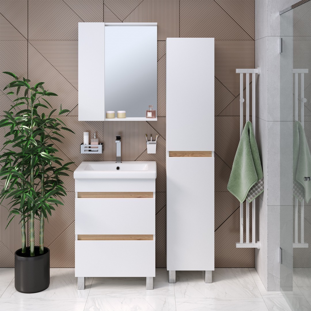 Приобрести aqua de marco тумба напольная с раковиной sydney 60см. 2 ящика