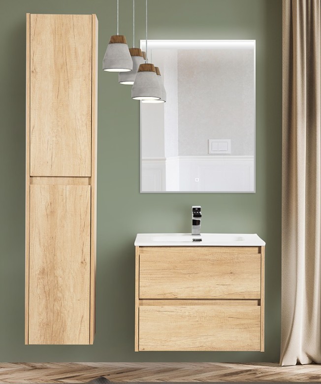 Приобрести тумба подвесная с раковиной belbagno kraft-600-2c-so-rnn 60 см, rovere nebrasca nature