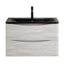 BelBagno Тумба с раковиной ACQUA 100 см, подвесная Rovere Vintage Bianco, чёрная раковина