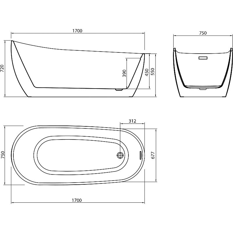 Приобрести grossman отдельностоящая ванна galaxy 170x75 см, черная матовая gr-1403mb