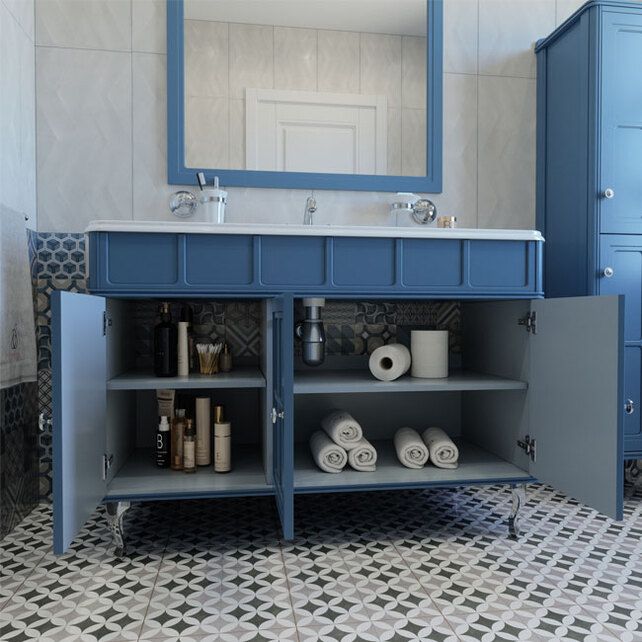 Приобрести caprigo тумба с раковиной borgo 120 см, синяя, эмаль