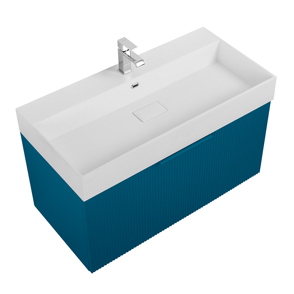 Приобрести cezares тумба подвесная с раковиной premium 90 см plisse blu petrolio, голубая 55443