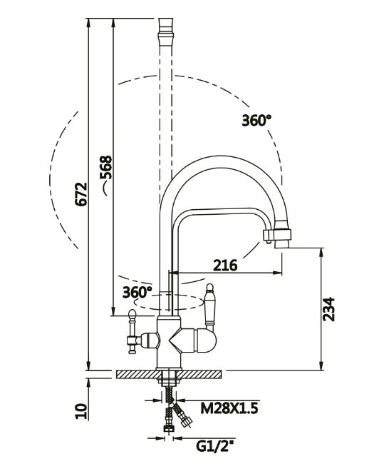 Приобрести смеситель для кухни vieir kitchen с гибким изливом, черный v15006c