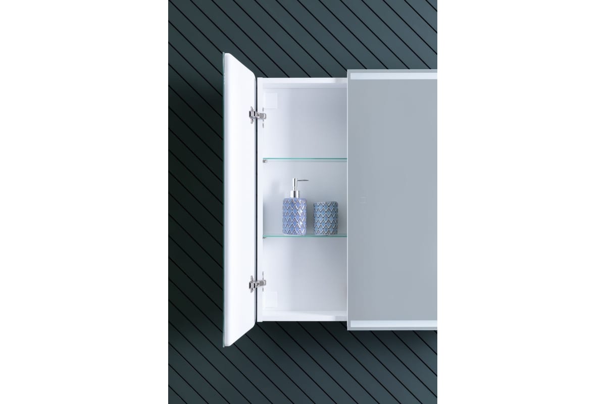 Приобрести aquanet зеркальный шкаф оптима 80 см, с led подсветкой