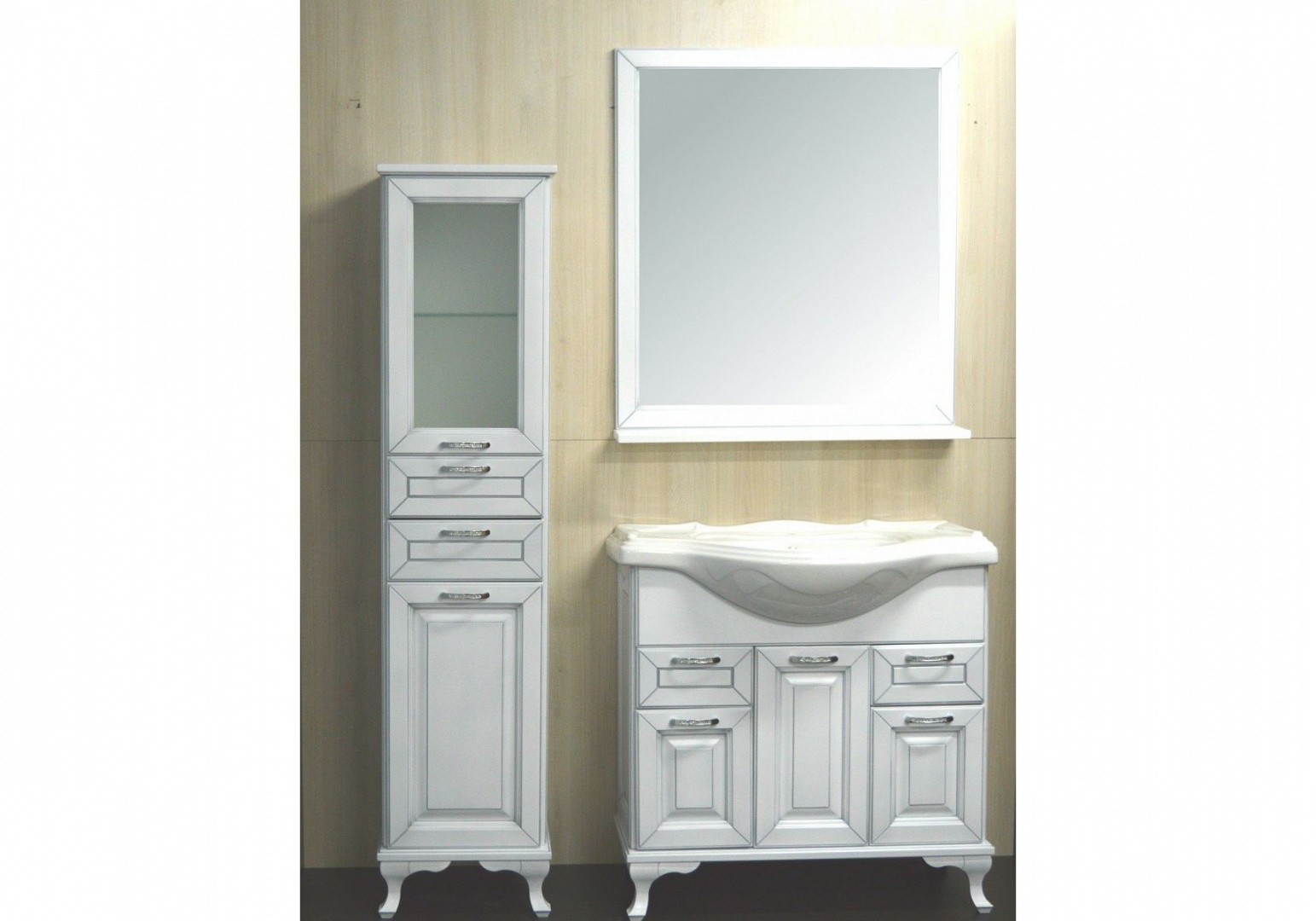 Приобрести loranto тумба напольная с раковиной пандора80 см, белое серебро, массив бук 561738.01.011