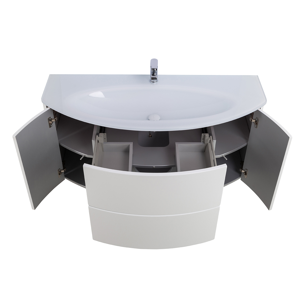 Приобрести cezares тумба подвесная с раковиной eden 121 см bianco lucido, стекло, белая 54861