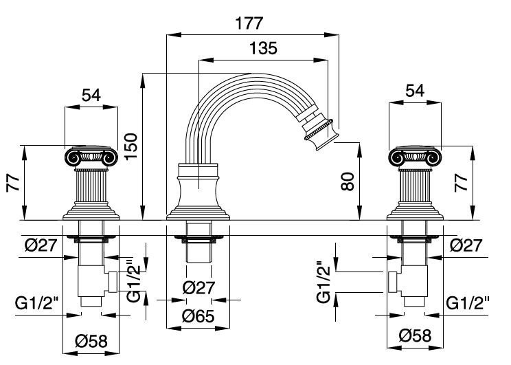 Приобрести cezares смеситель для биде olimp, бронза olimp-bbs2-02-sw