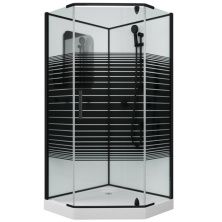 Grossman Душевая кабина Classic 90х90 см, пентагональная, черный\ узор GR271D