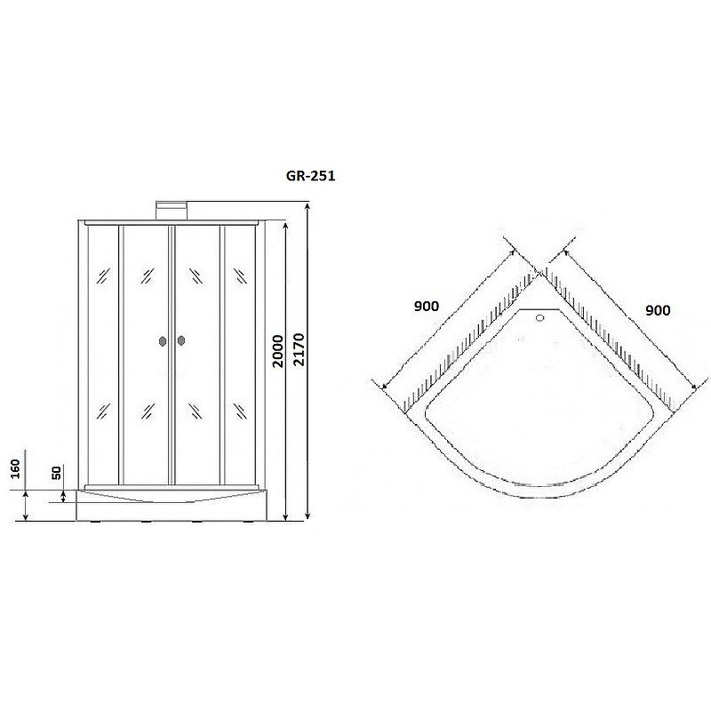 Приобрести grossman душевая кабина elegans 90х90 см, четверть круга, черный\ прозрачное gr251