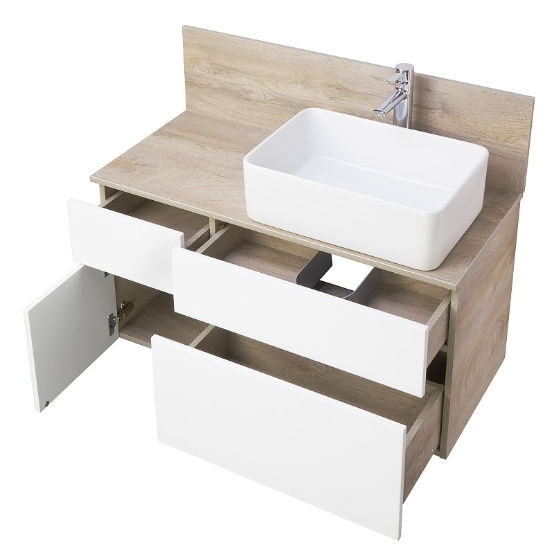 Приобрести акватон тумба со столешницей мишель 100 см, дуб эндгрейн, белый