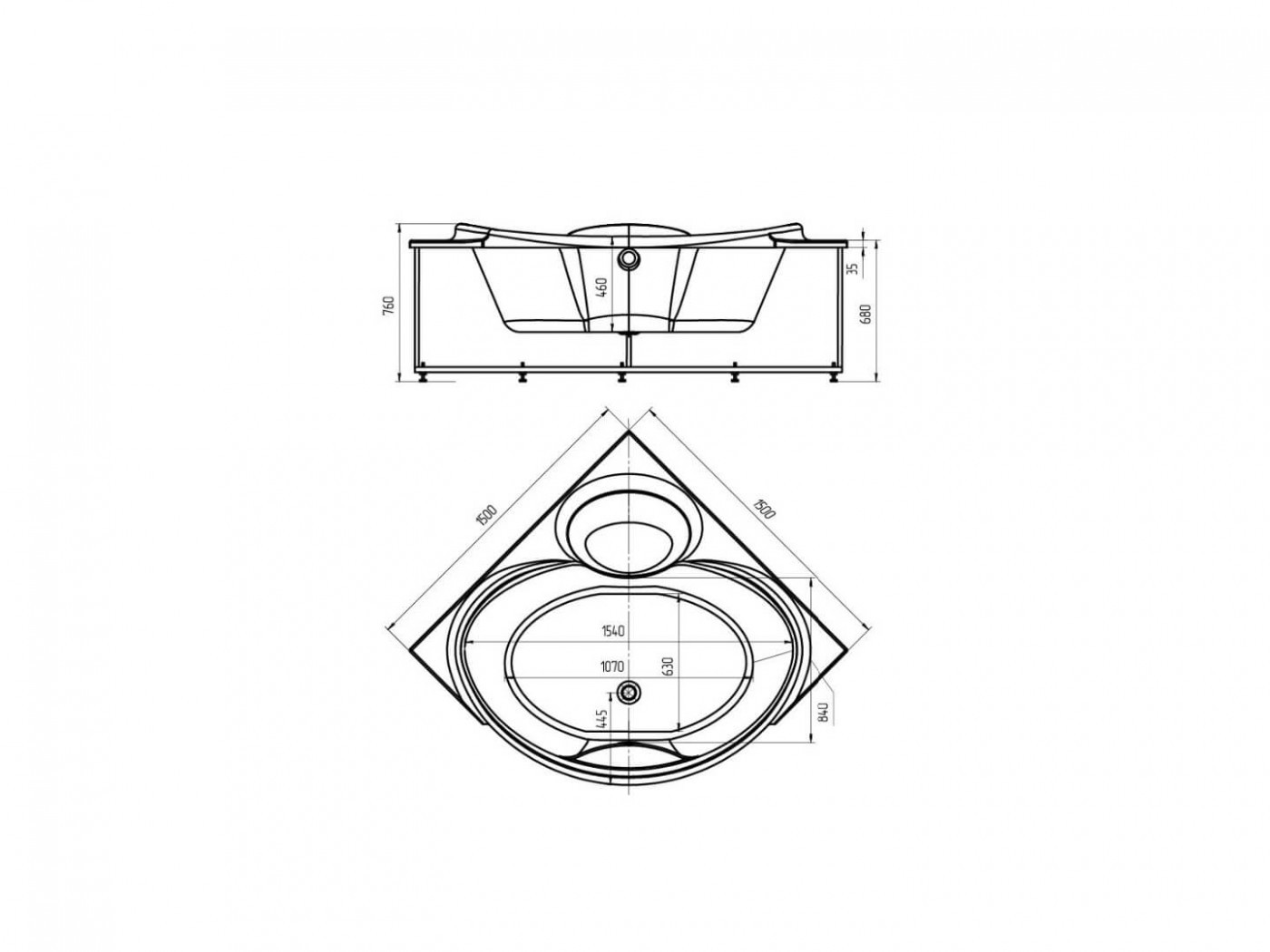 Приобрести акриловая ванна aquatek эпсилон 150х150 см